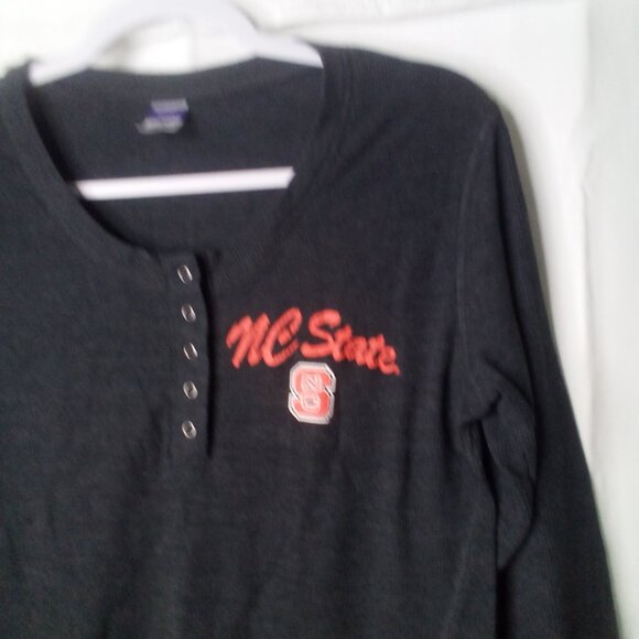 Bottom Drawers Sleepwear Shirt Women M NC State Long Sleeve Thermal Gray - Picture 3 of 14